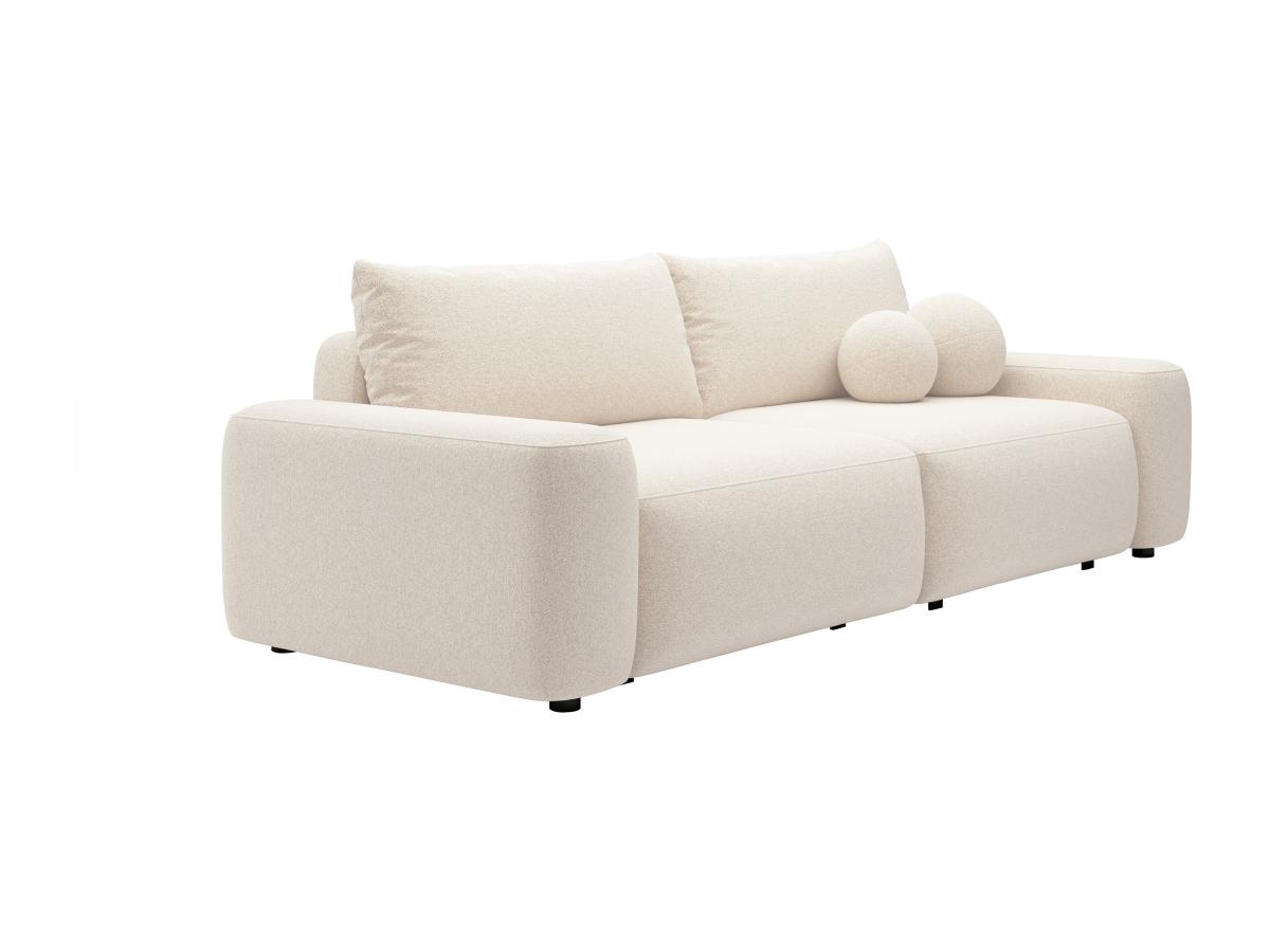 Sofa mit Schlaffunktion 4-Sitzer - Strukturstoff - Cremefarben - DAVISO günstig online kaufen