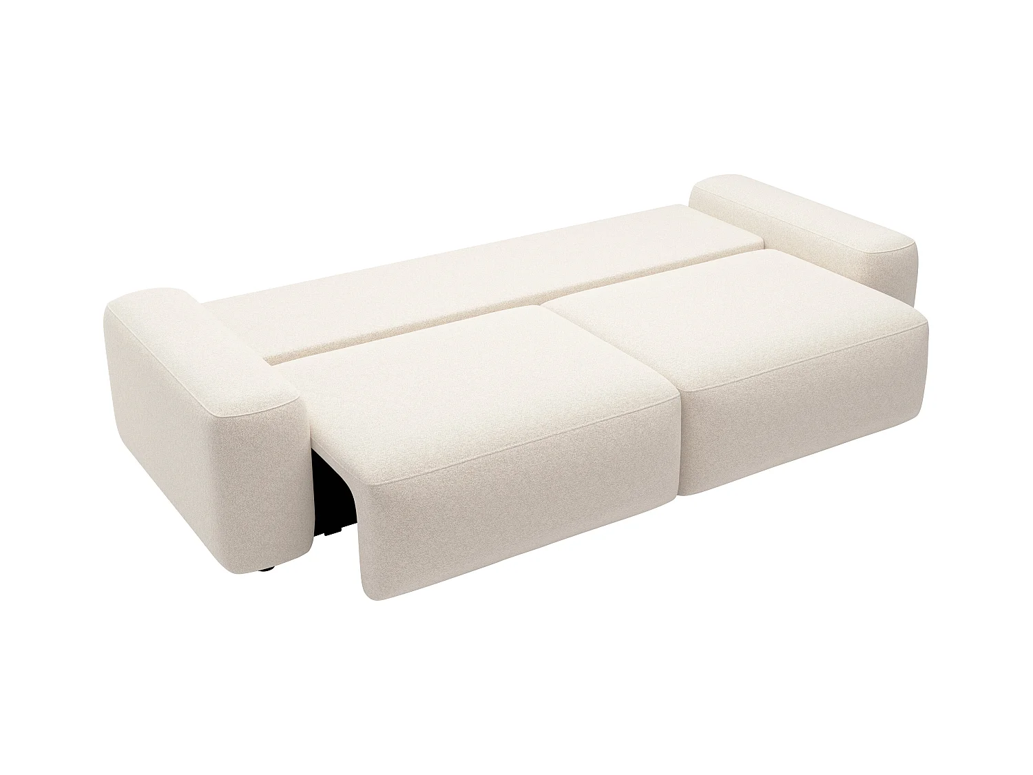 Canapé 4 places convertible en tissu texturé crème DAVISO