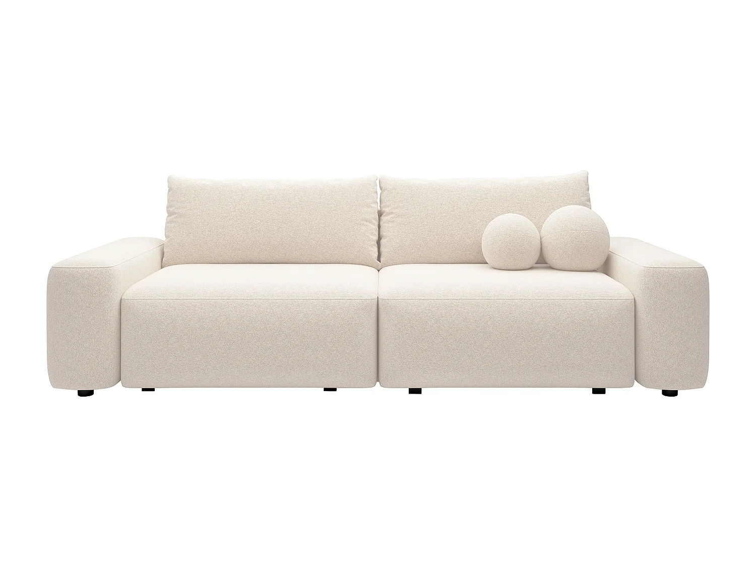 Canapé 4 places convertible en tissu texturé crème DAVISO