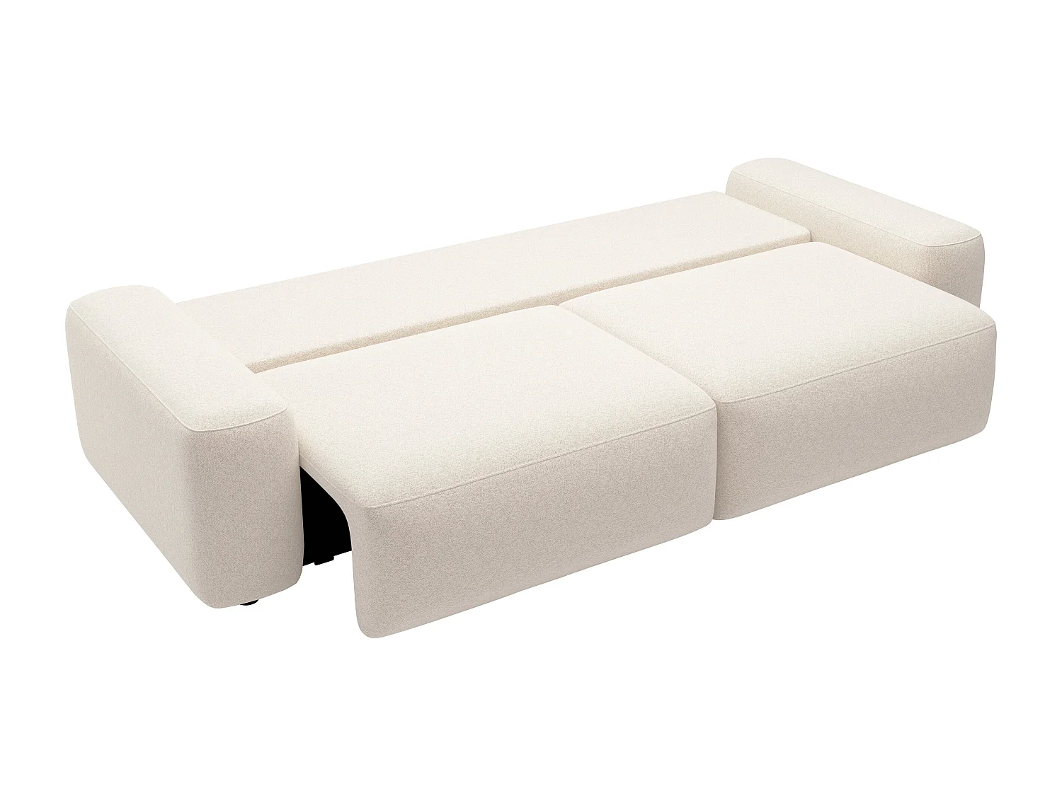 Canapé 4 places convertible en tissu texturé crème DAVISO