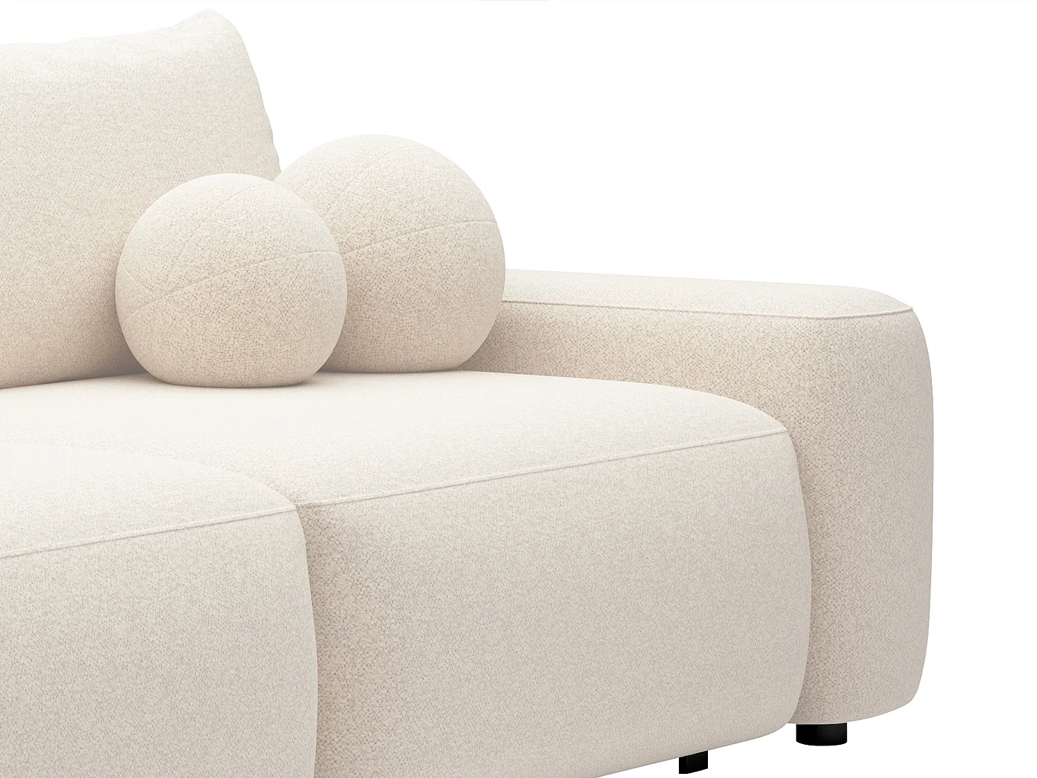 Canapé 4 places convertible en tissu chiné crème DAVISO