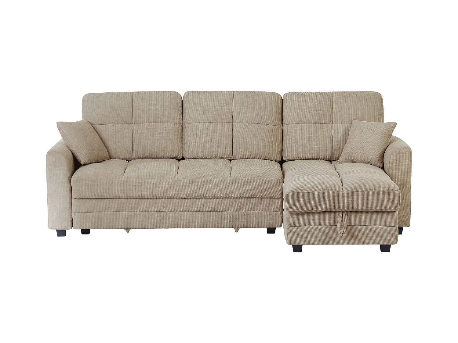 Canapé d'angle convertible et réversible en tissu chenille beige LUMARIO