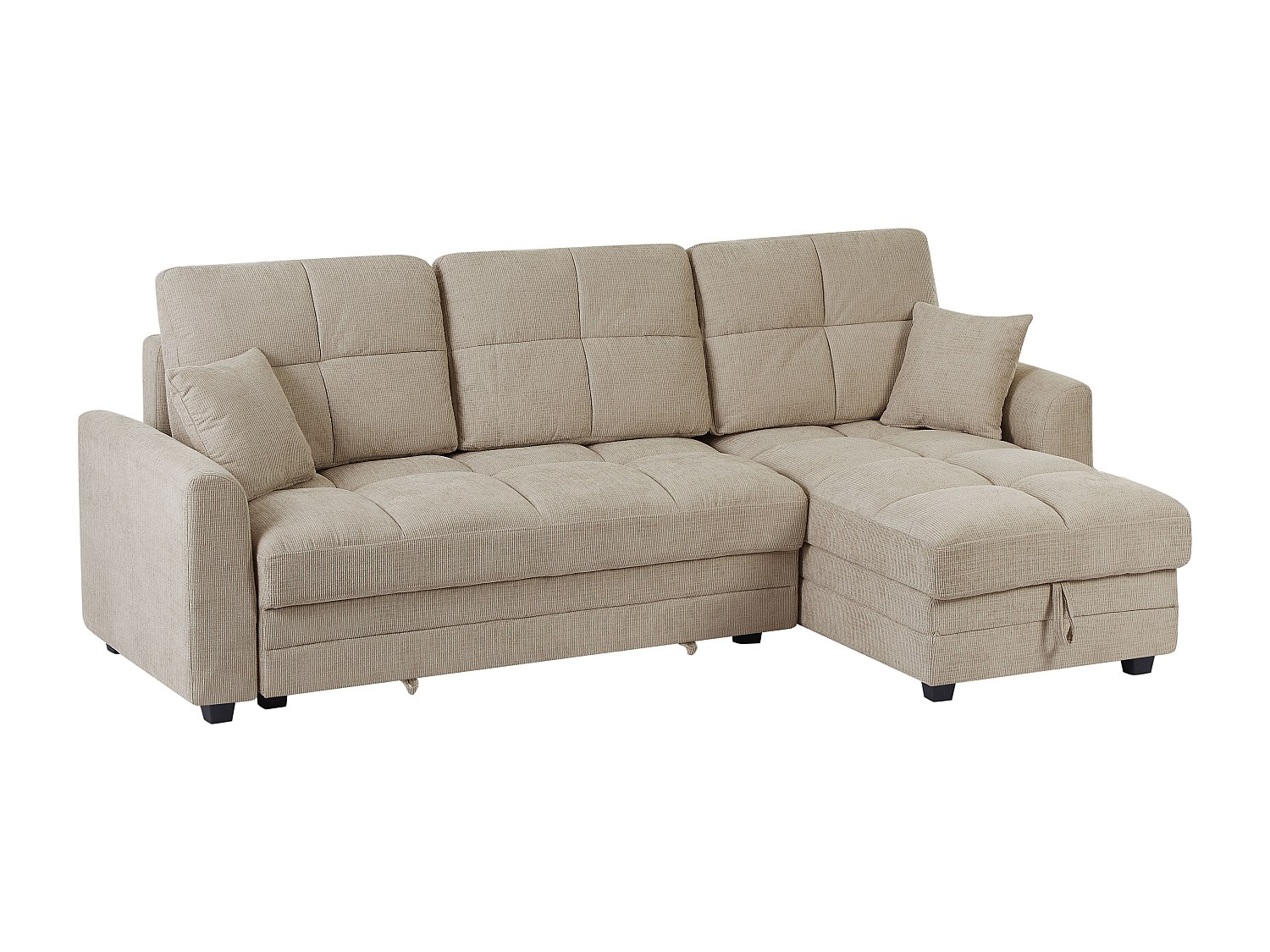 Ecksofa mit Schlaffunktion & Ecke wechselbar - Chenille-Stoff - Beige - LUM günstig online kaufen