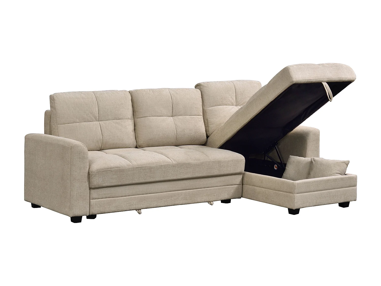 Canapé d'angle convertible et réversible en tissu chenille beige LUMARIO