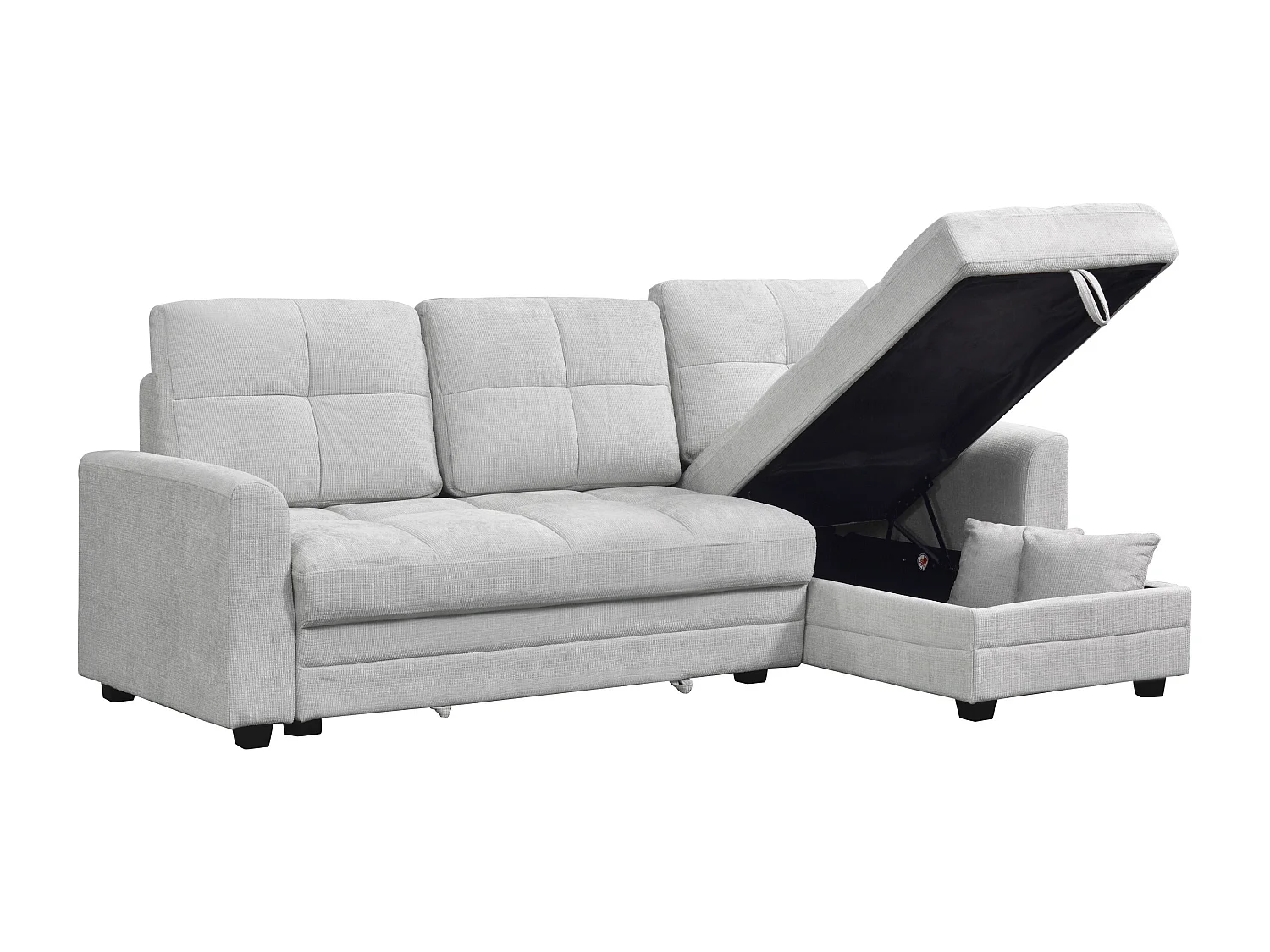 Canapé d'angle convertible et réversible en tissu chenille gris clair LUMARIO