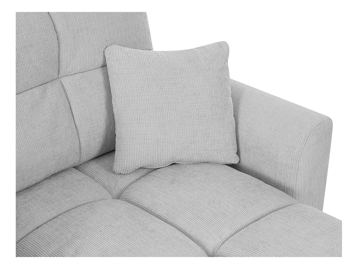 Canapé d'angle convertible et réversible en tissu chenille gris clair LUMARIO