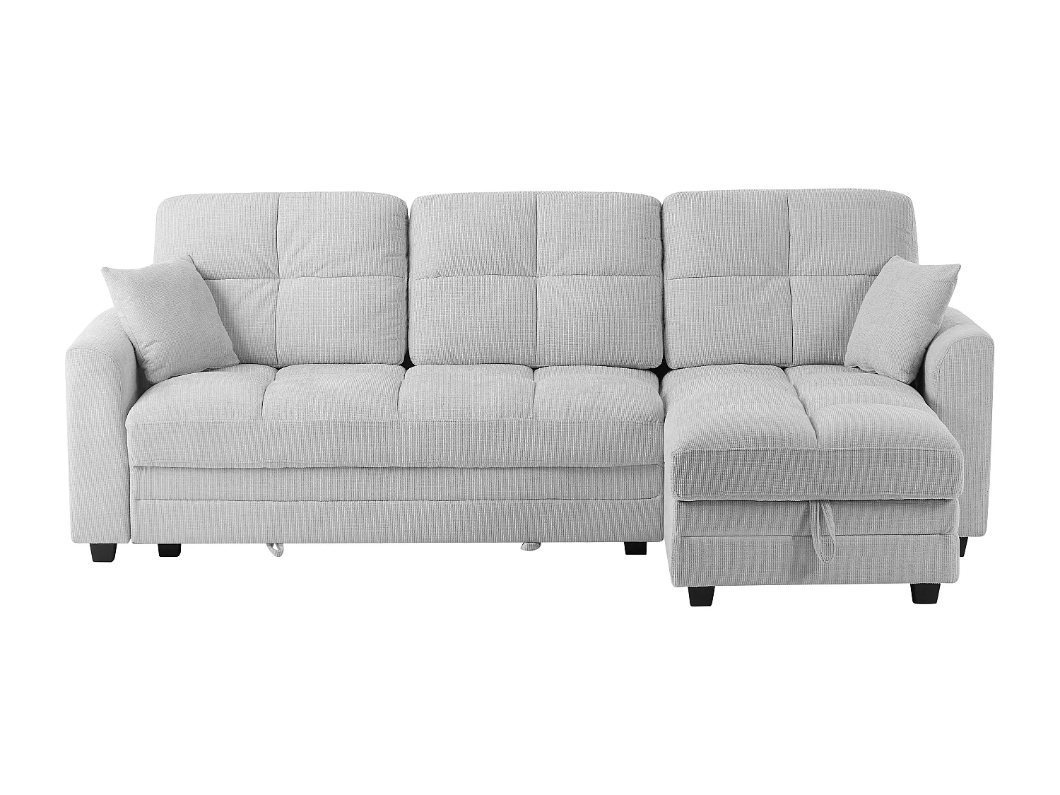 Canapé d'angle convertible et réversible en tissu chenille gris clair LUMARIO