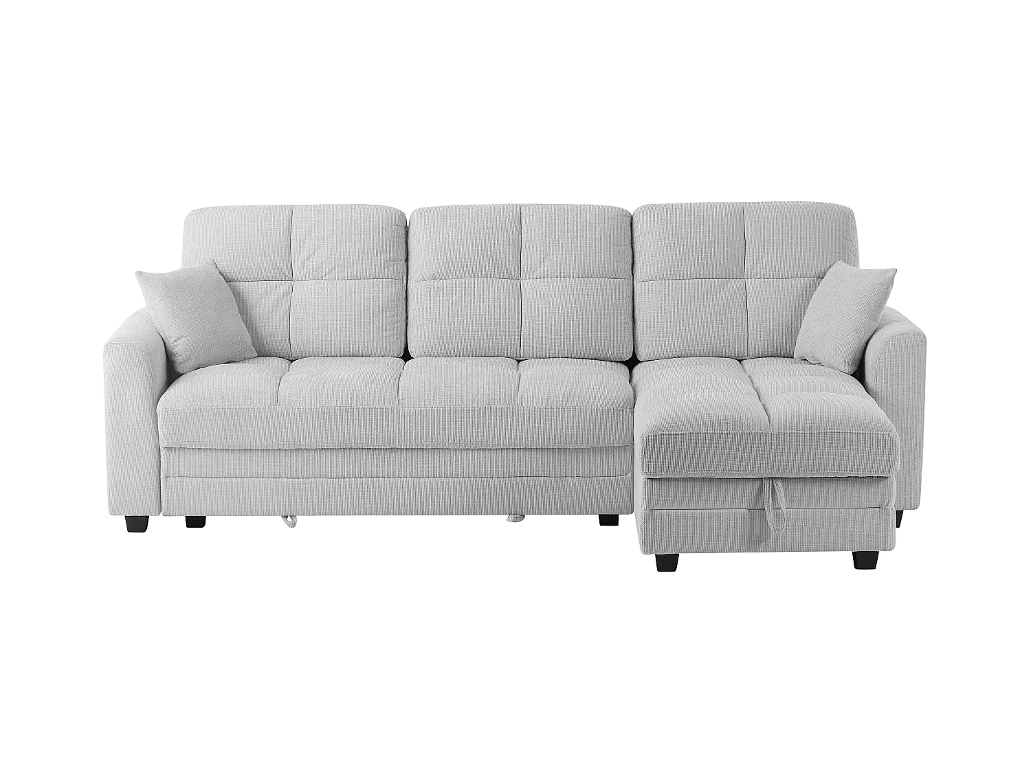 Canapé d'angle convertible et réversible en tissu chenille gris clair LUMARIO