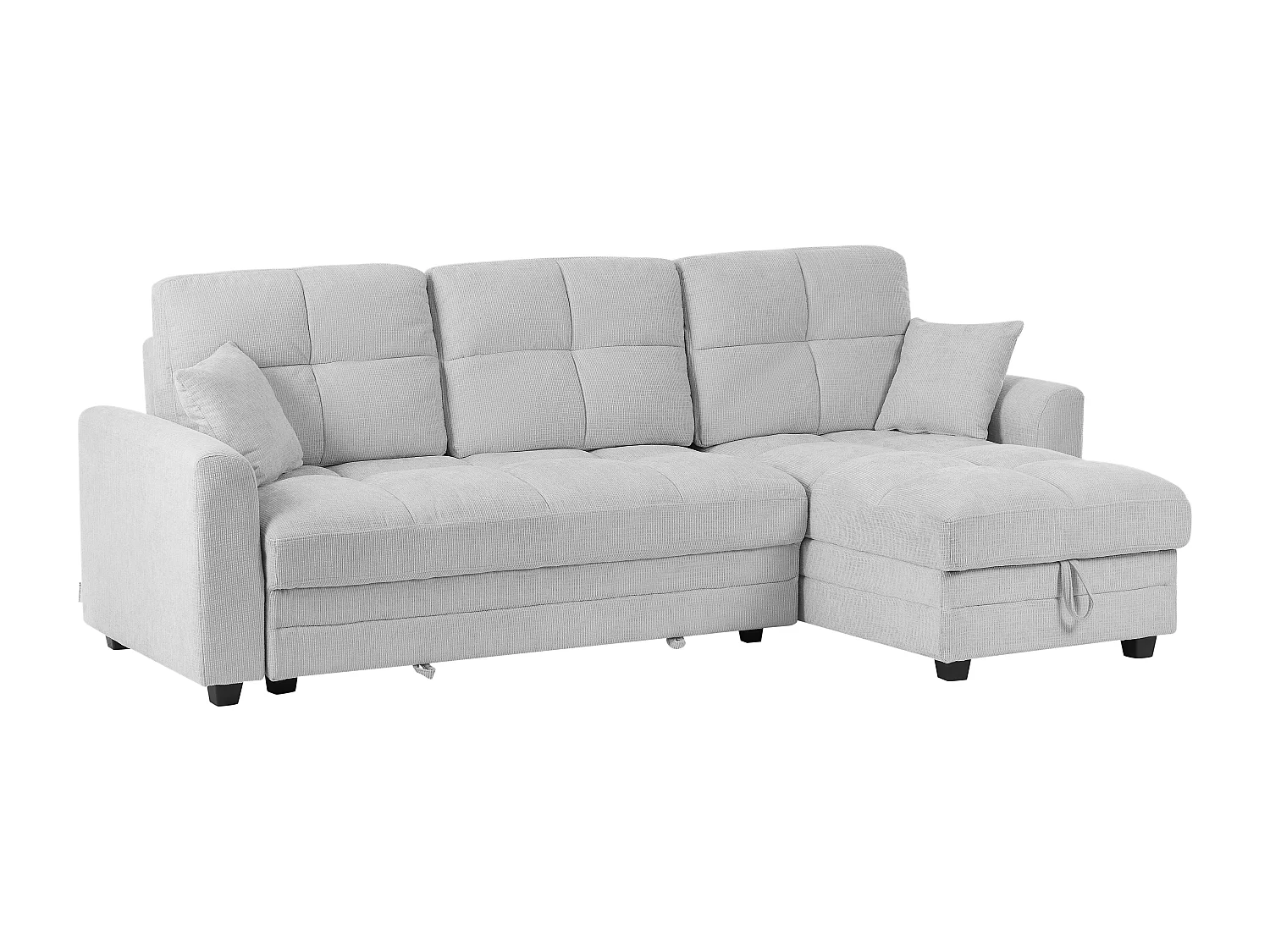 Canapé d'angle convertible et réversible en tissu chenille gris clair LUMARIO