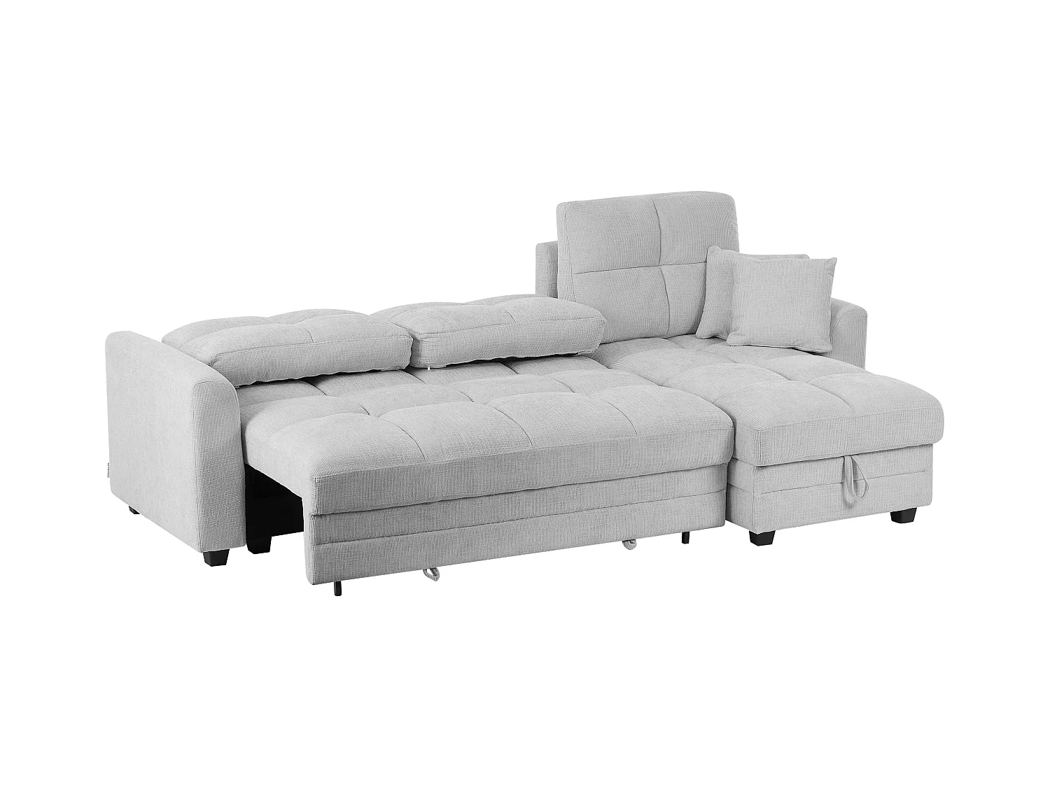 Canapé d'angle convertible et réversible en tissu chenille gris clair LUMARIO