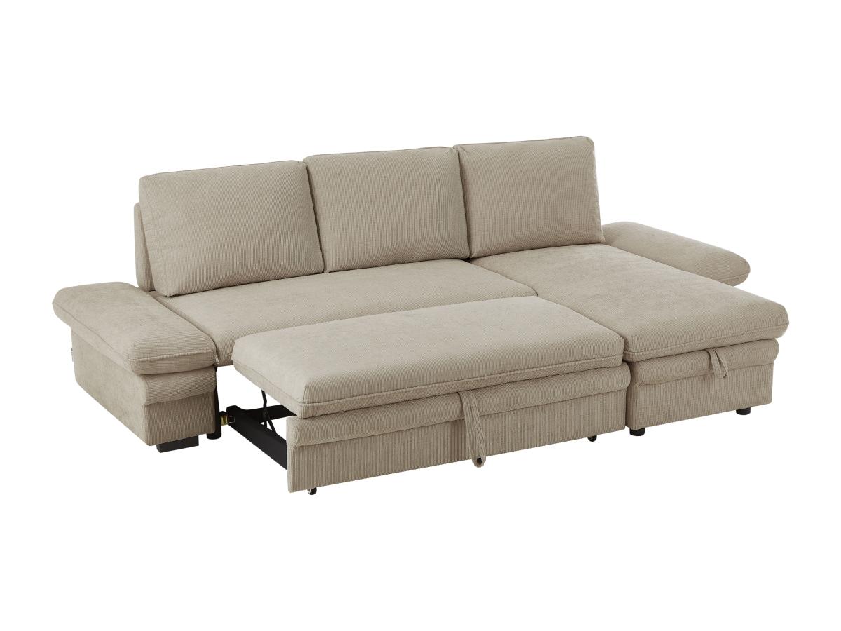 Ecksofa mit Schlaffunktion & Ecke wechselbar - Chenille-Stoff - Beige - SIV günstig online kaufen