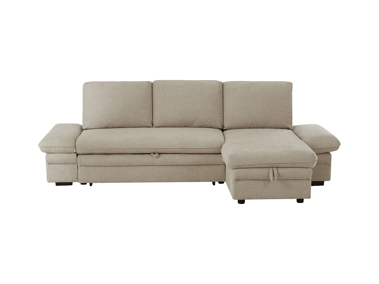 Canapé d'angle convertible et réversible en tissu chenille beige SIVIARA