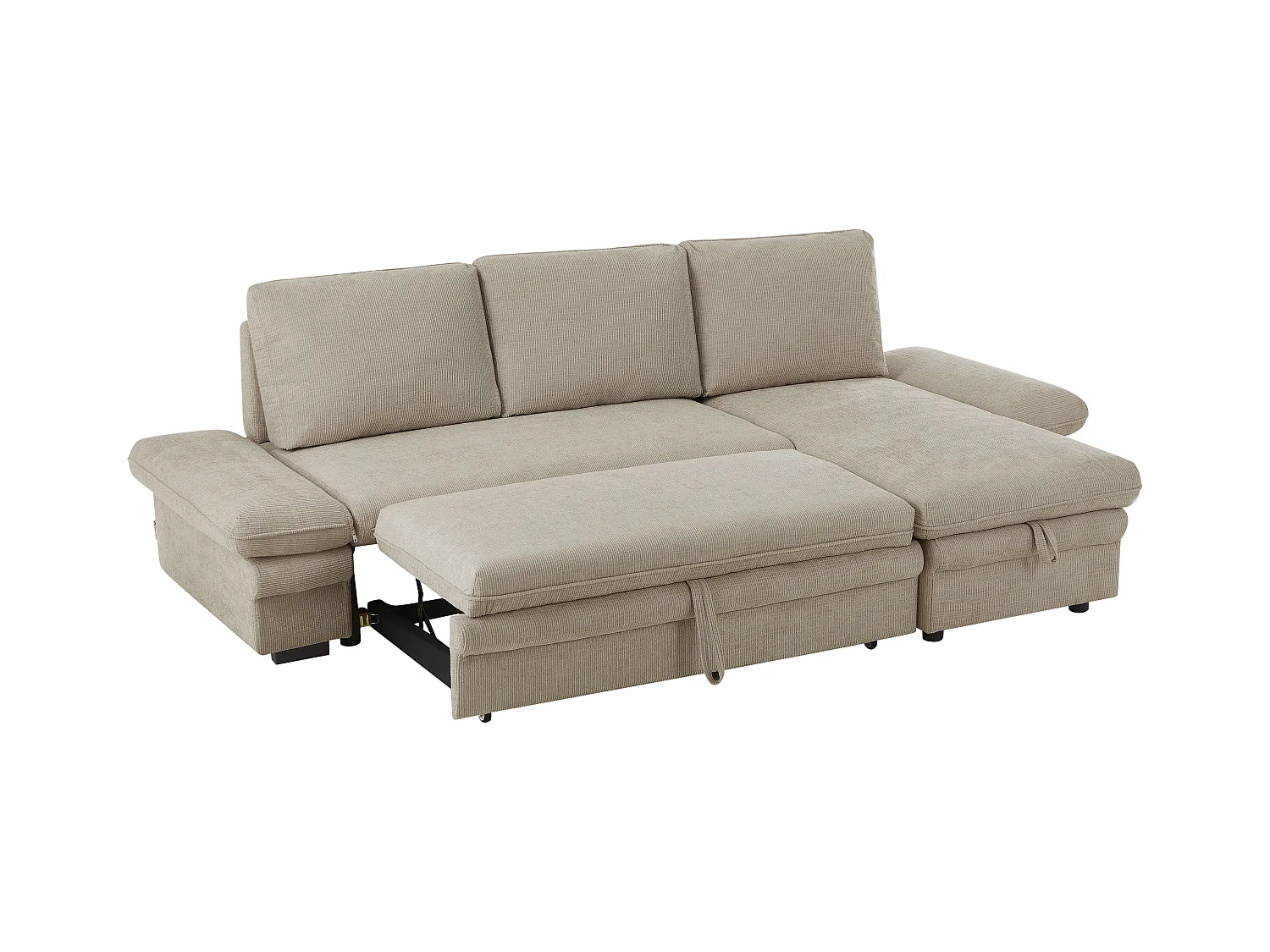 Canapé d'angle convertible et réversible en tissu chenille beige SIVIARA