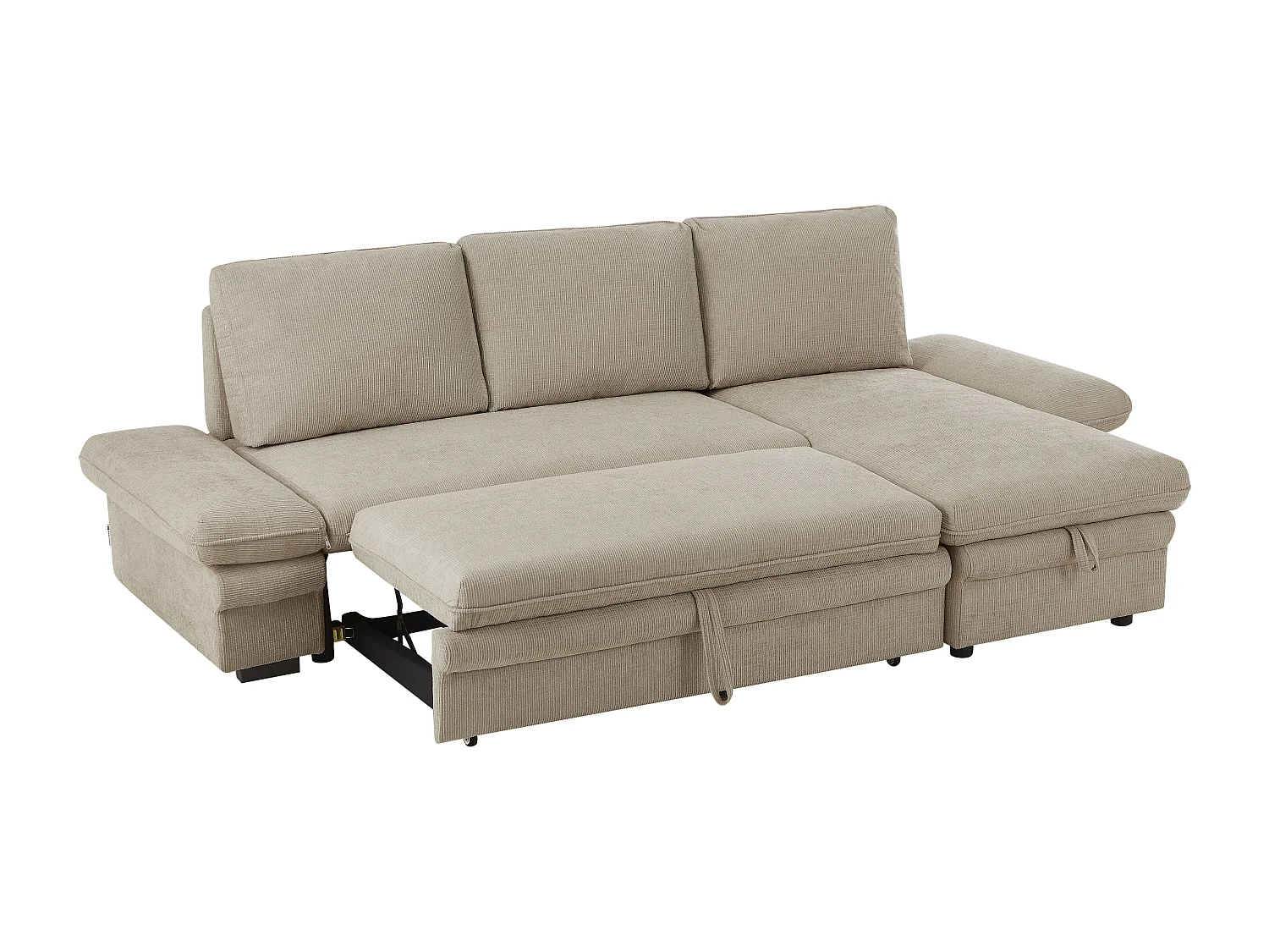 Canapé d'angle convertible et réversible en tissu chenille beige SIVIARA