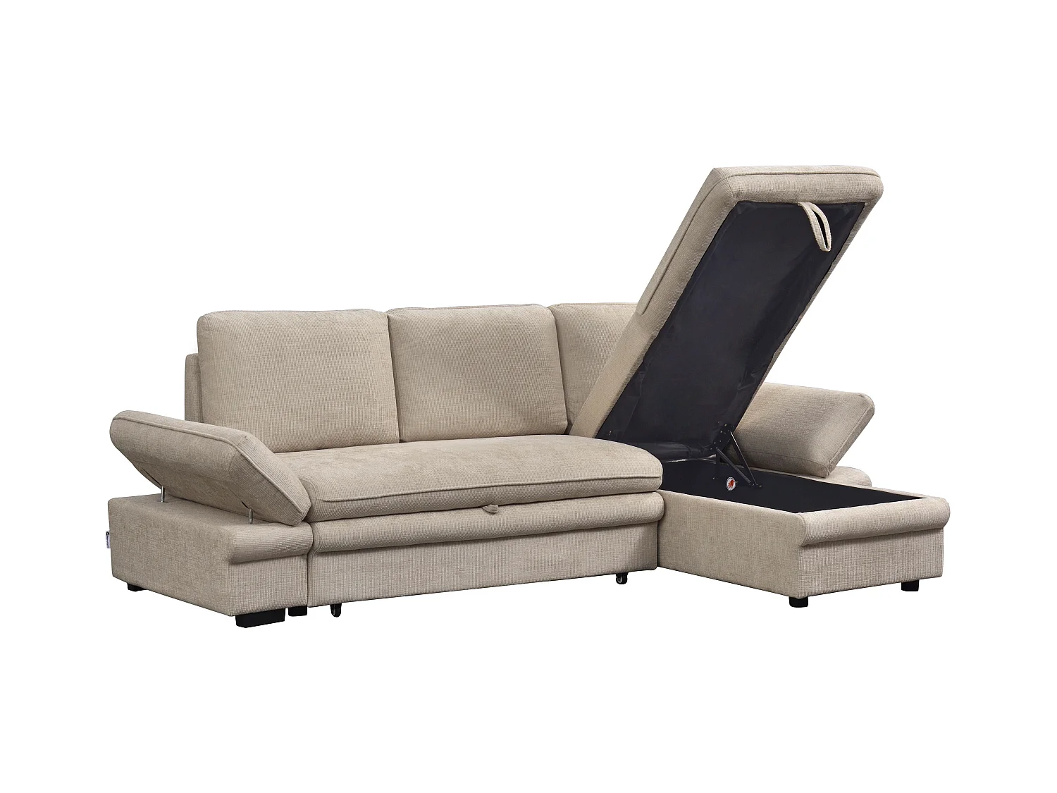 Canapé d'angle convertible et réversible en tissu chenille beige SIVIARA