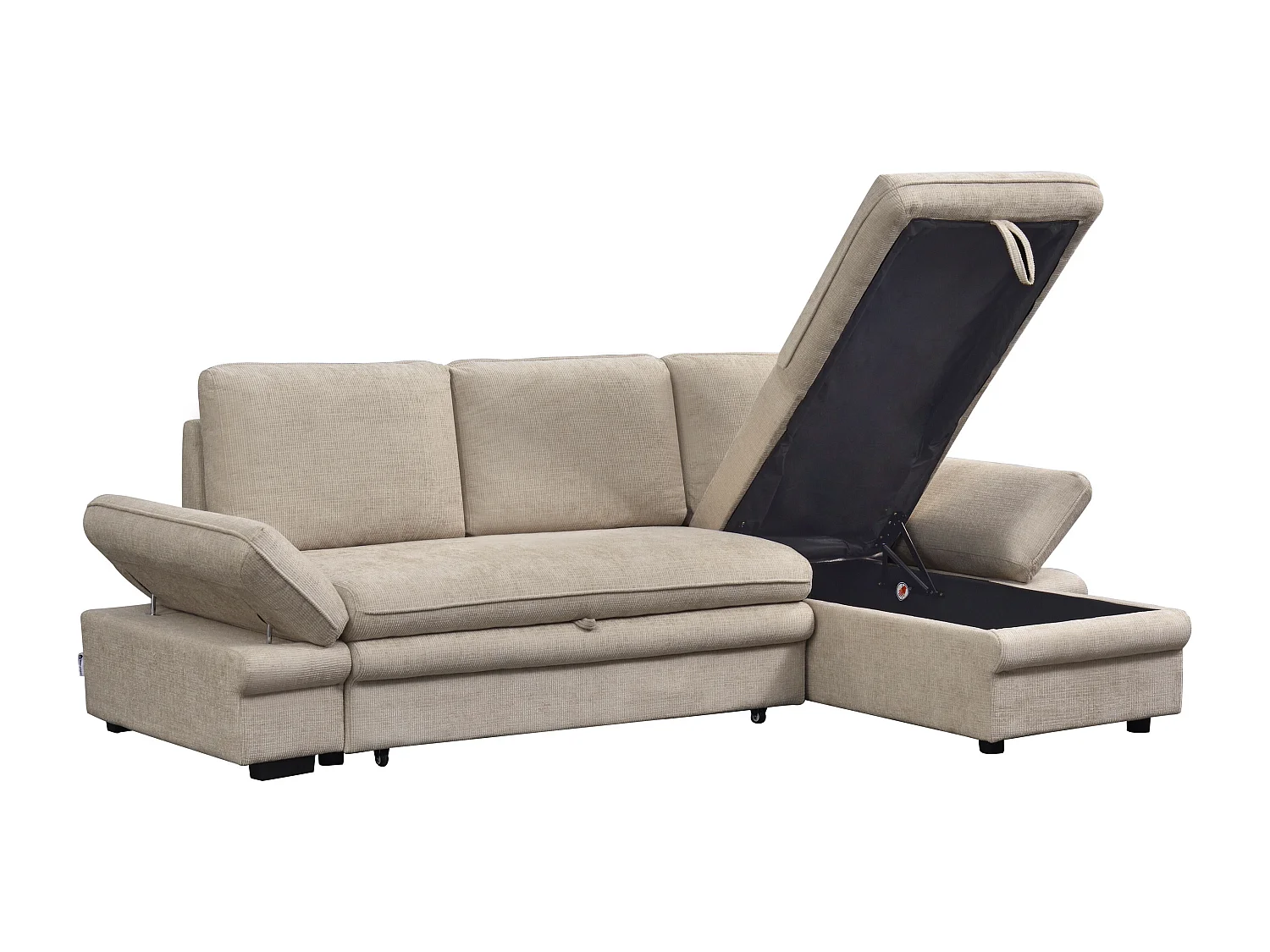 Canapé d'angle convertible et réversible en tissu chenille beige SIVIARA