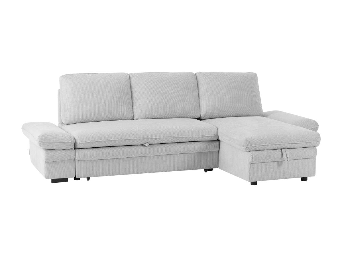 Ecksofa mit Schlaffunktion & Ecke wechselbar - Chenille-Stoff - Hellgrau - günstig online kaufen