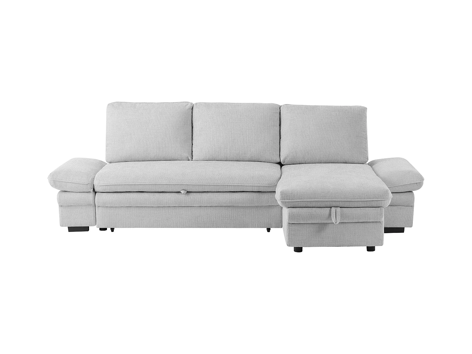 Canapé d'angle convertible et réversible en tissu chenille gris clair SIVIARA