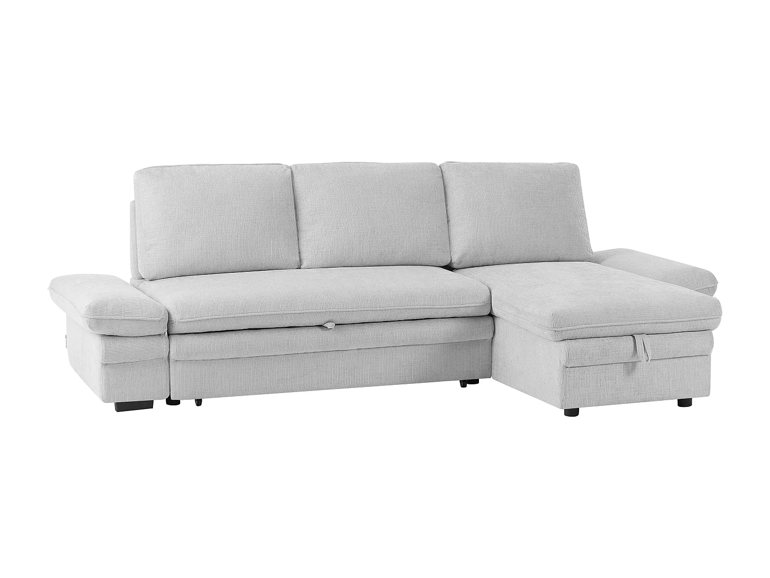 Canapé d'angle convertible et réversible en tissu chenille gris clair SIVIARA