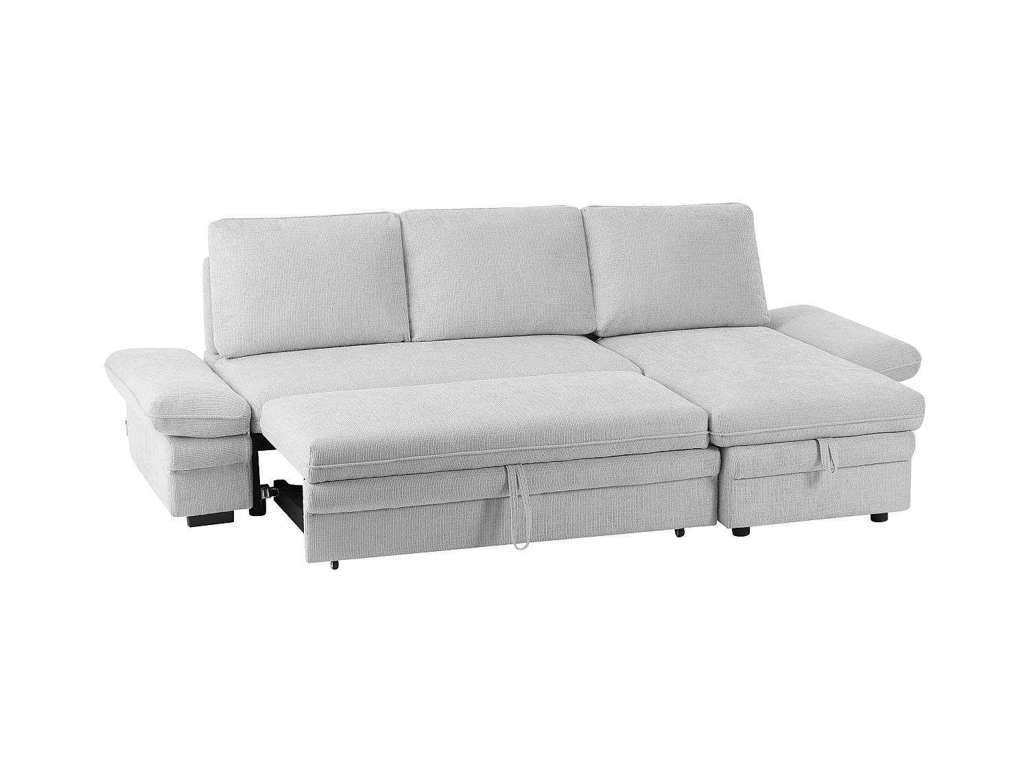 Canapé d'angle convertible et réversible en tissu chenille gris clair SIVIARA