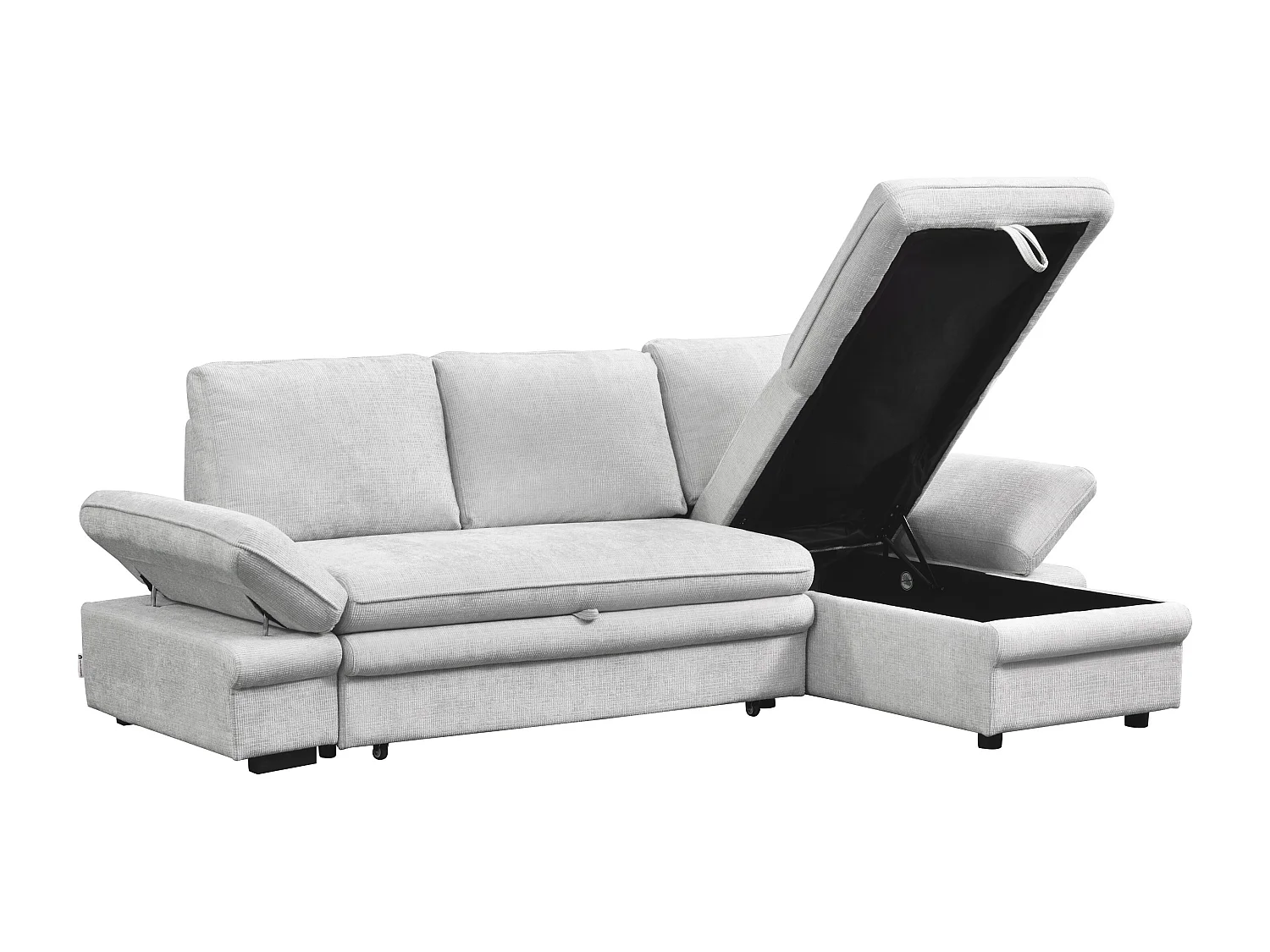 Canapé d'angle convertible et réversible en tissu chenille gris clair SIVIARA