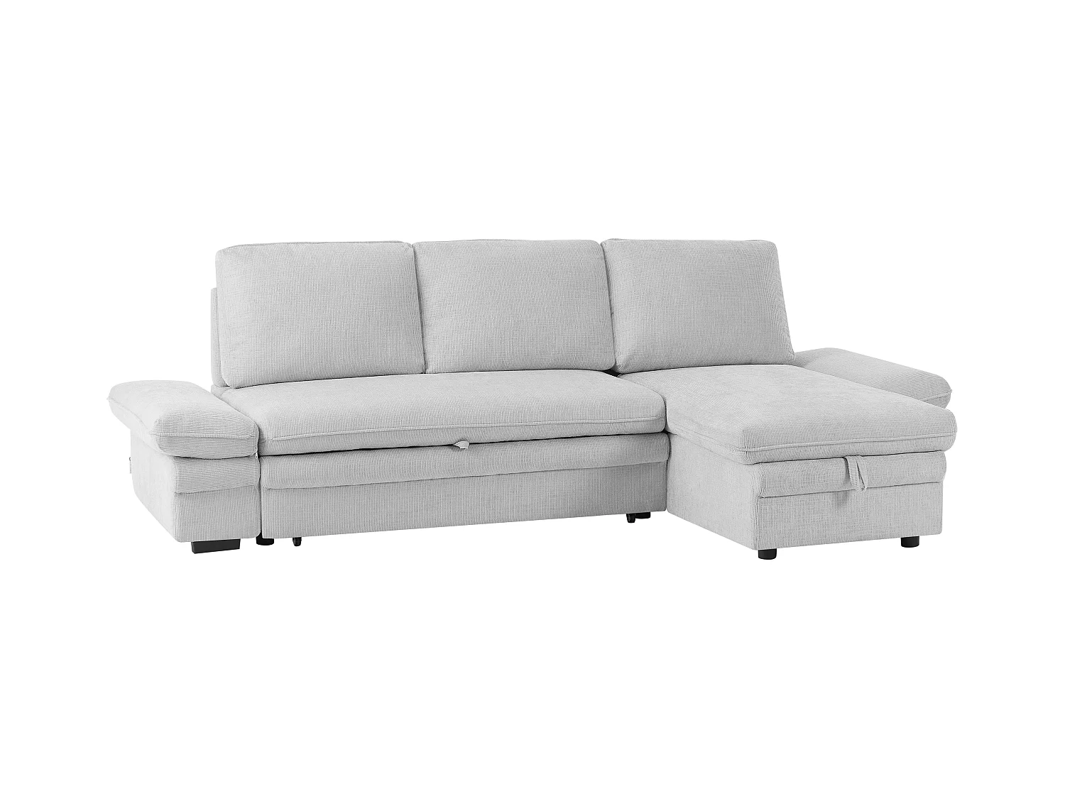 Canapé d'angle convertible et réversible en tissu chenille gris clair SIVIARA