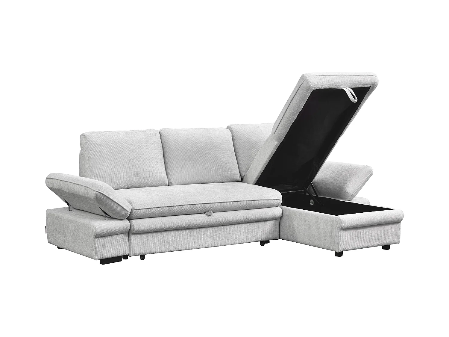 Canapé d'angle convertible et réversible en tissu chenille gris clair SIVIARA