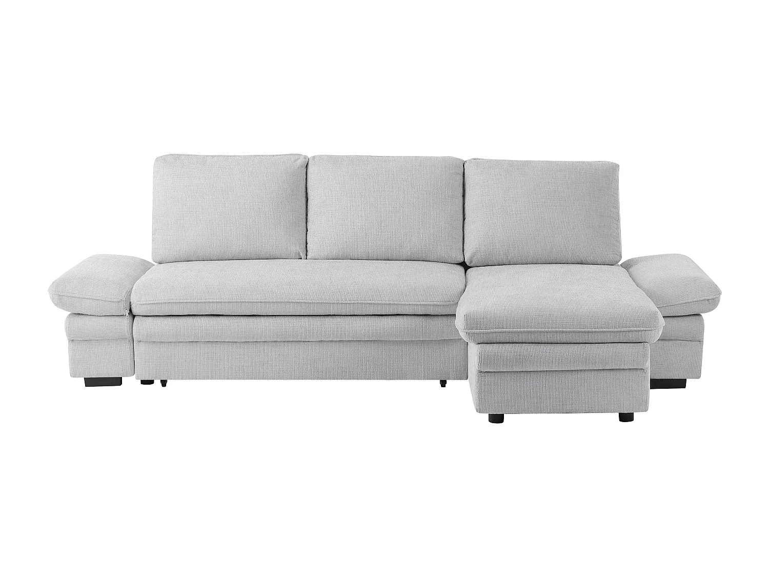 Canapé d'angle convertible et réversible en tissu chenille gris clair SIVIARA