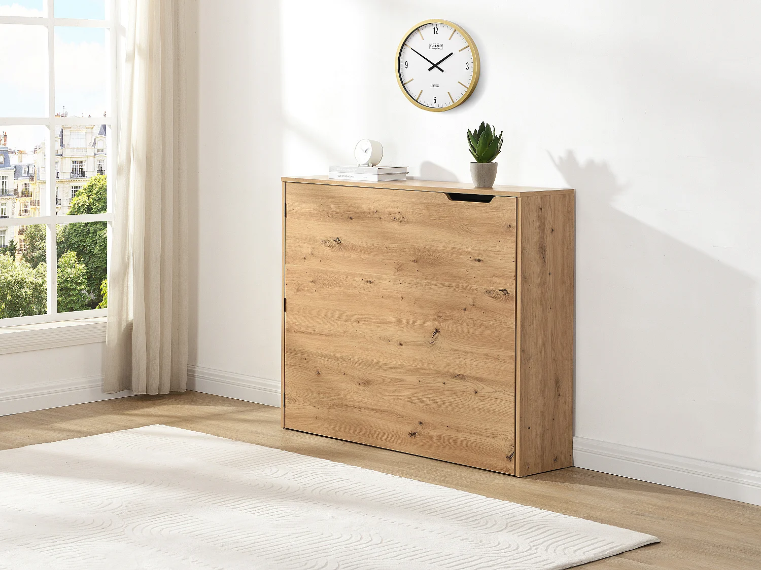 Bureau d'angle escamotable - MDF - Coloris : Naturel - RELIMY