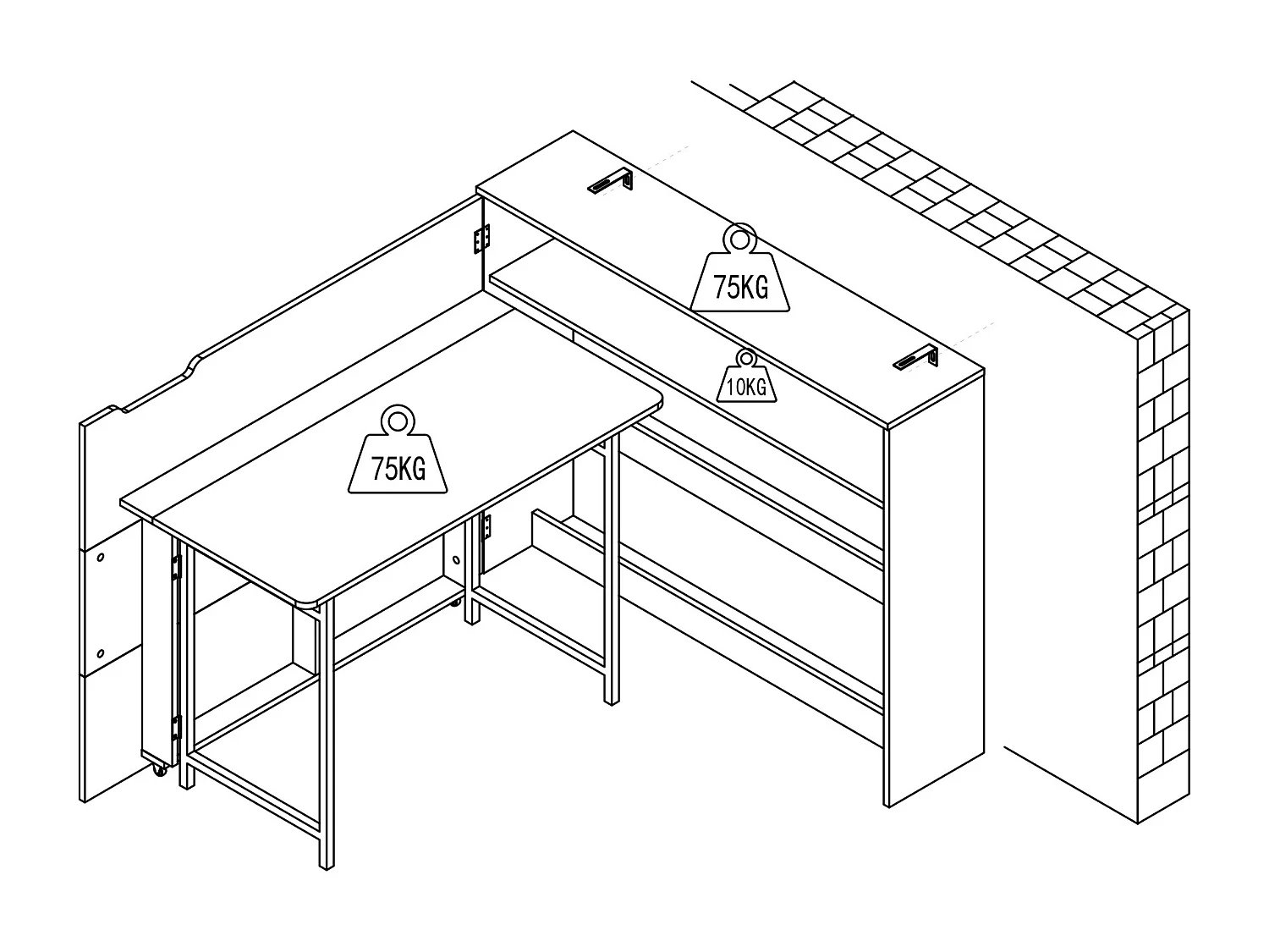Bureau d'angle escamotable - MDF - Coloris : Naturel - RELIMY