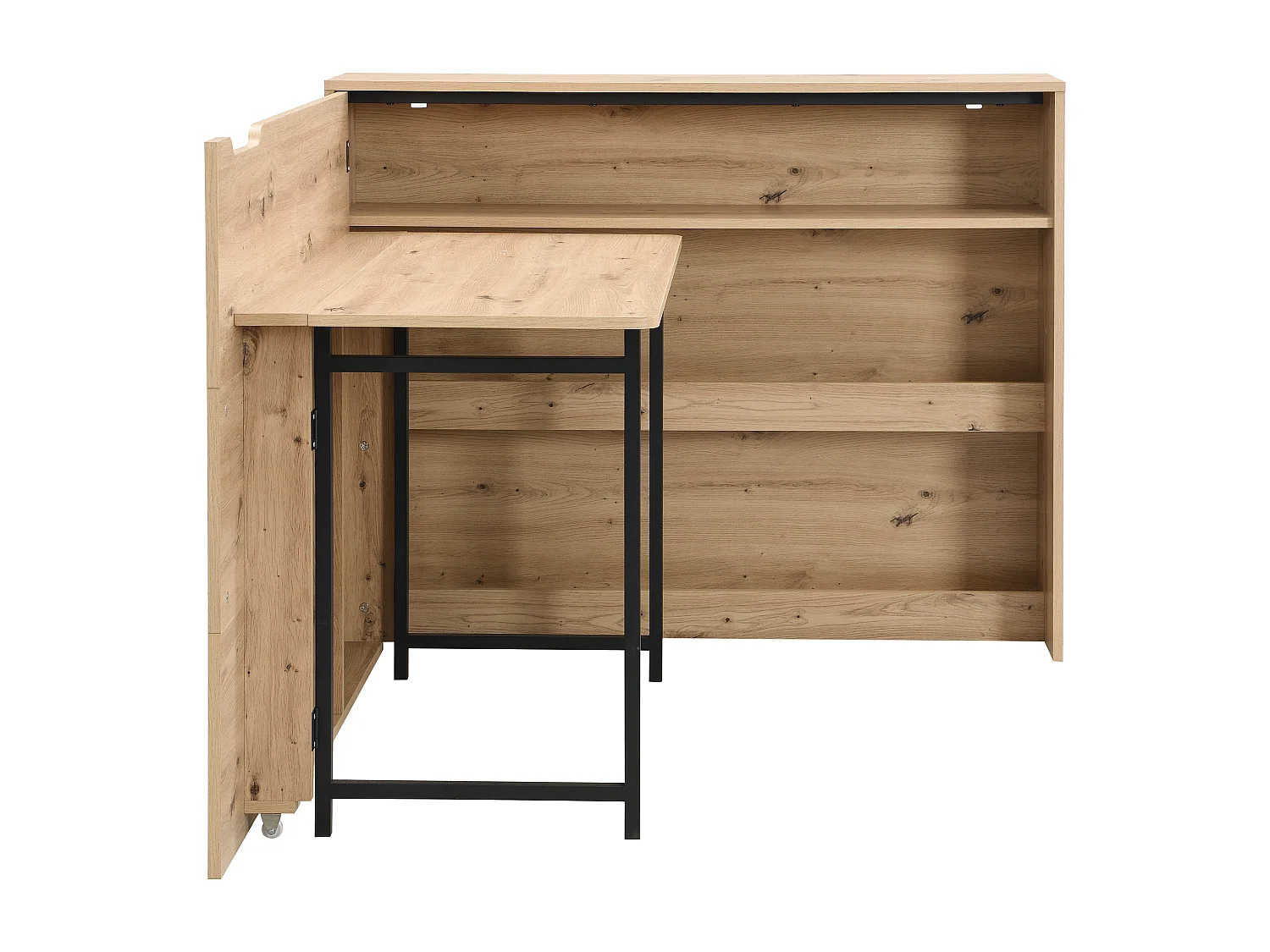 Bureau d'angle escamotable - MDF - Coloris : Naturel - RELIMY