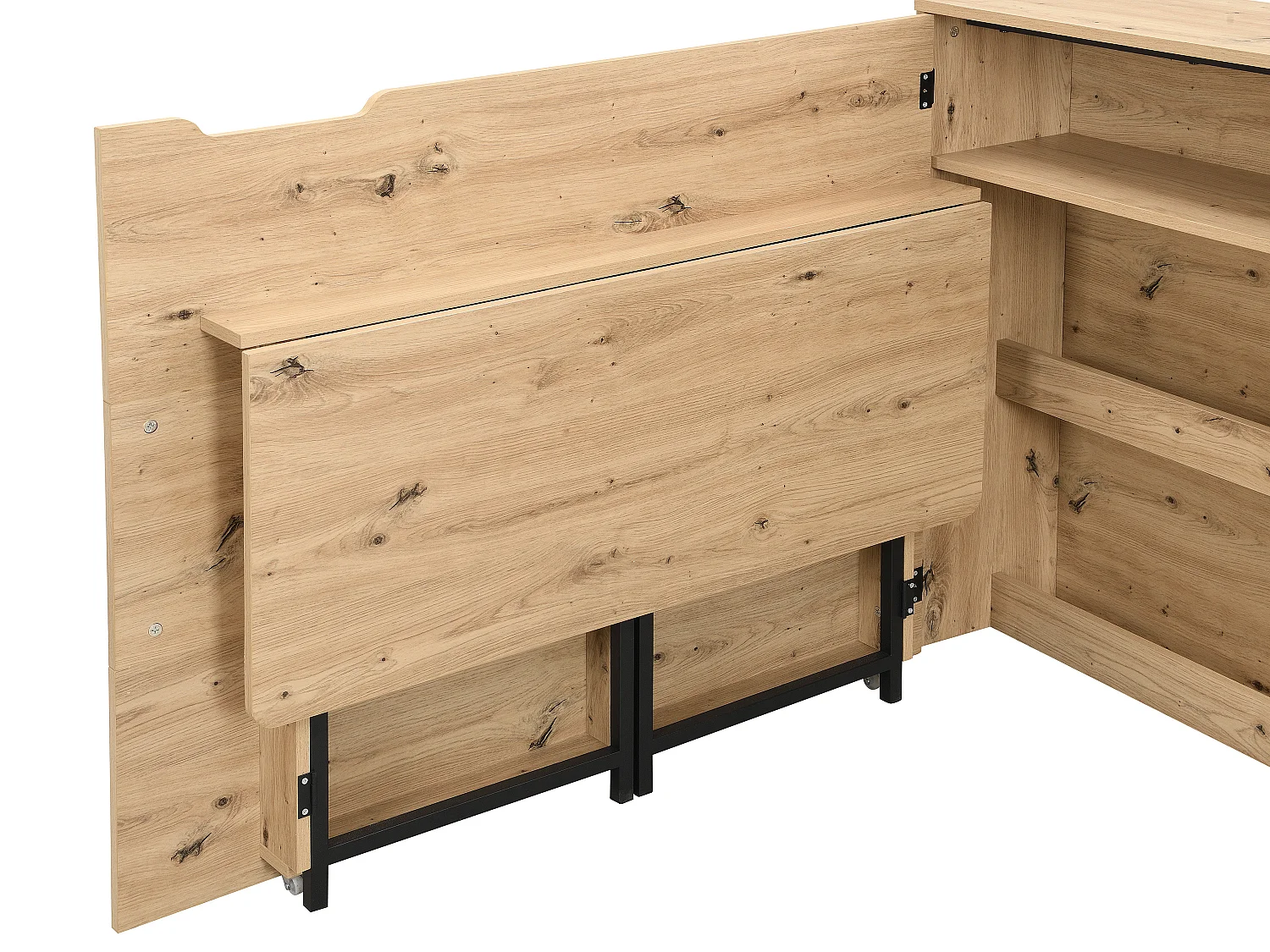 Bureau d'angle escamotable - MDF - Coloris : Naturel - RELIMY