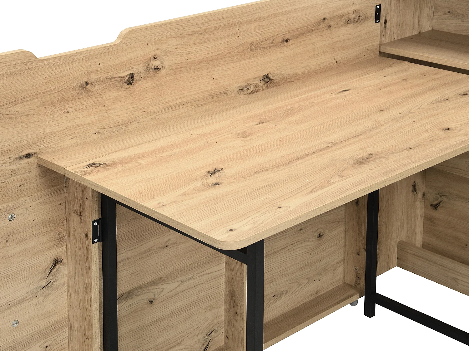Bureau d'angle escamotable - MDF - Coloris : Naturel - RELIMY