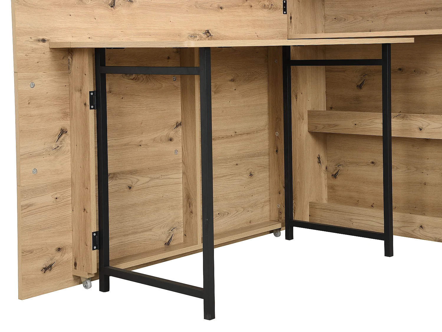 Bureau d'angle escamotable - MDF - Coloris : Naturel - RELIMY