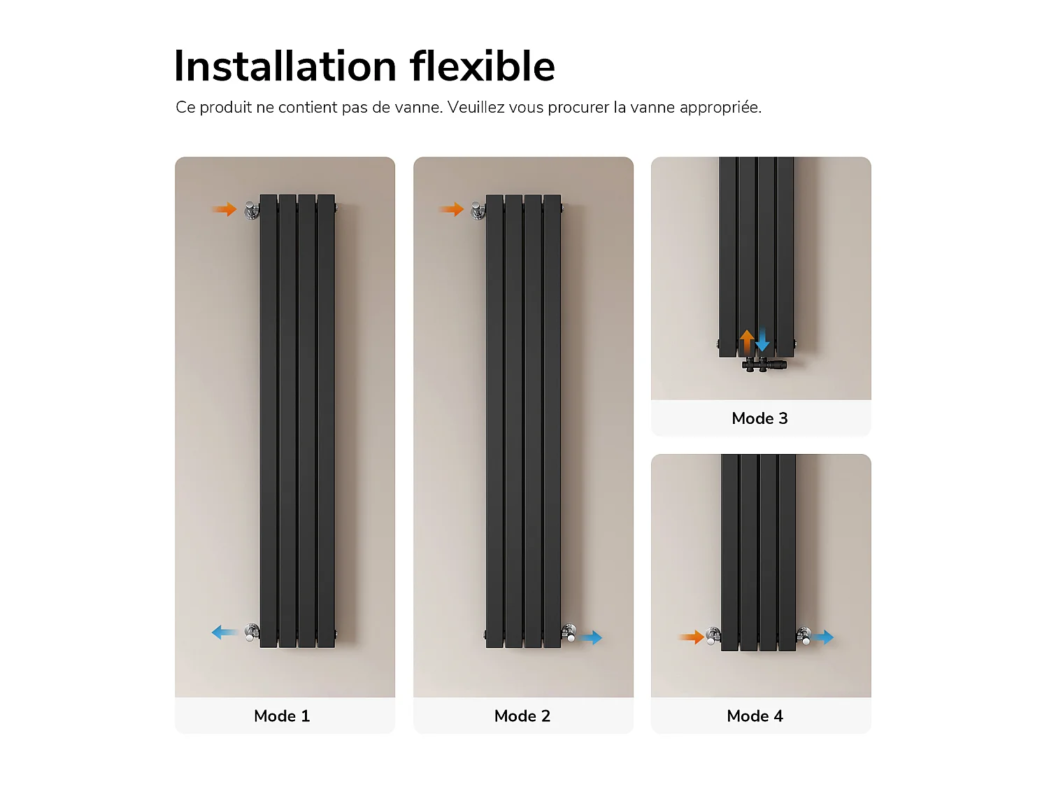EMKE Radiateur Chauffage Central 180 x 30 cm 559W – Radiateur Eau Chaude Vertical Étroit en Acier Noir