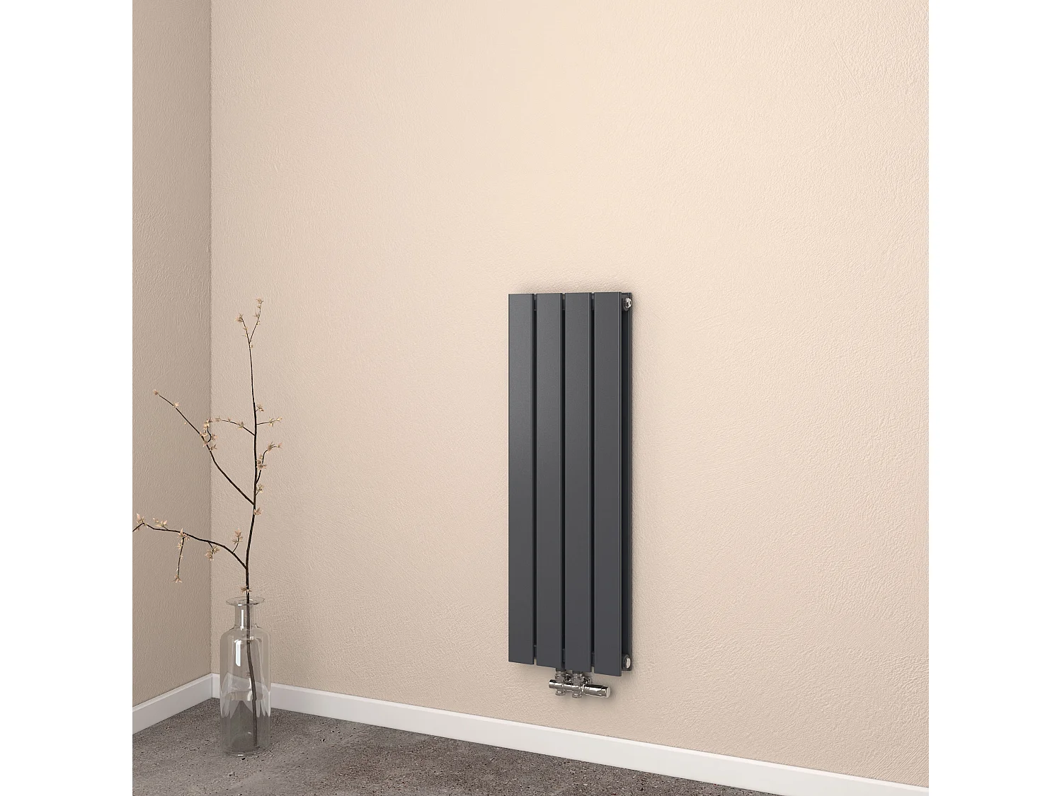 EMKE Radiator - Dubbel-Laags Plat - Mat Zwart - 90x30 cm - 446 W - Kolomradiator Vertical - Verwarming voor Alle Ruimtes
