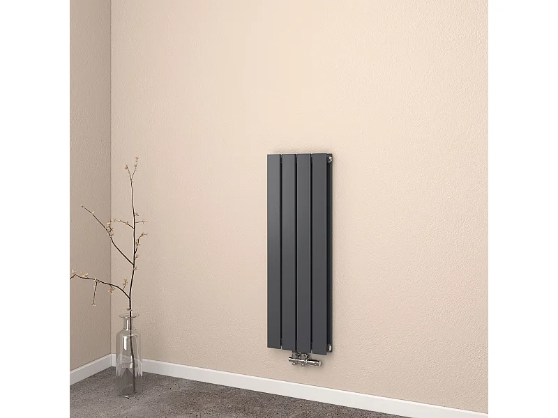 EMKE Radiator - Dubbel-Laags Plat - Mat Zwart - 90x30 cm - 446 W - Kolomradiator Vertical - Verwarming voor Alle Ruimtes
