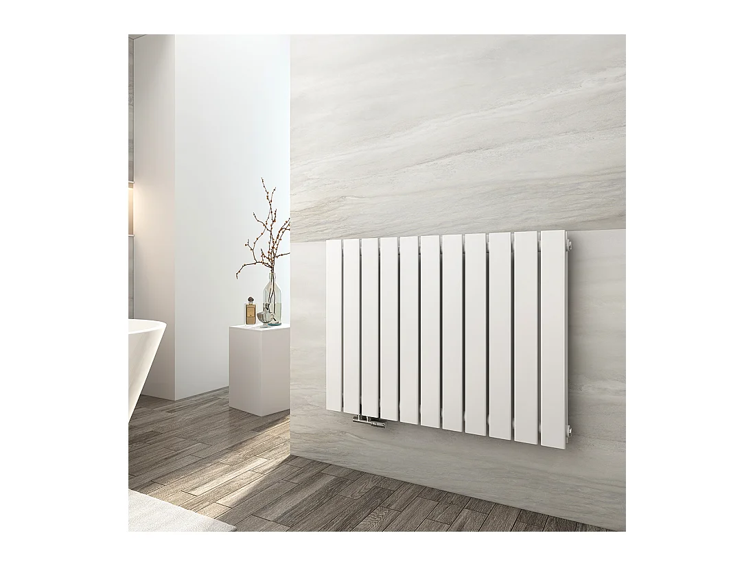EMKE Radiateur eau chaude en acier Tube Plat Radiateur Mural Blanc 63x85cm 1136W Double Couche