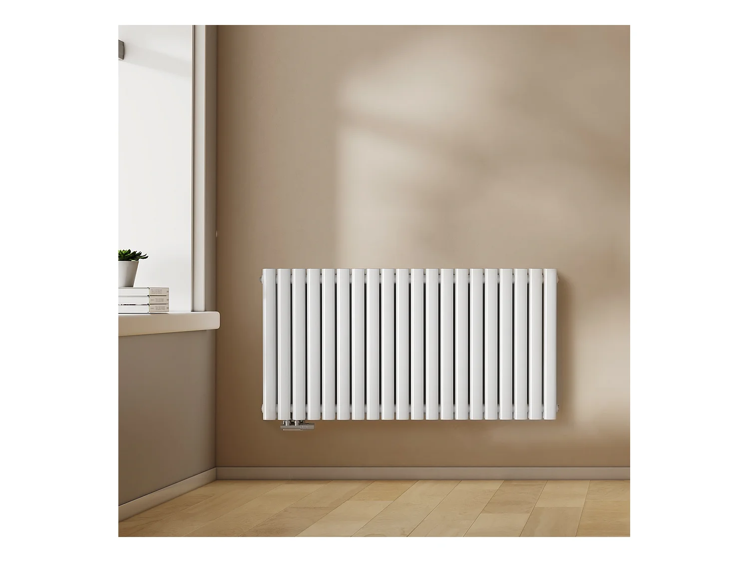 EMKE Radiateur eau chaude en acier Tube Rond Radiateur Mural Blanc 60x118cm 1828W Double Couche