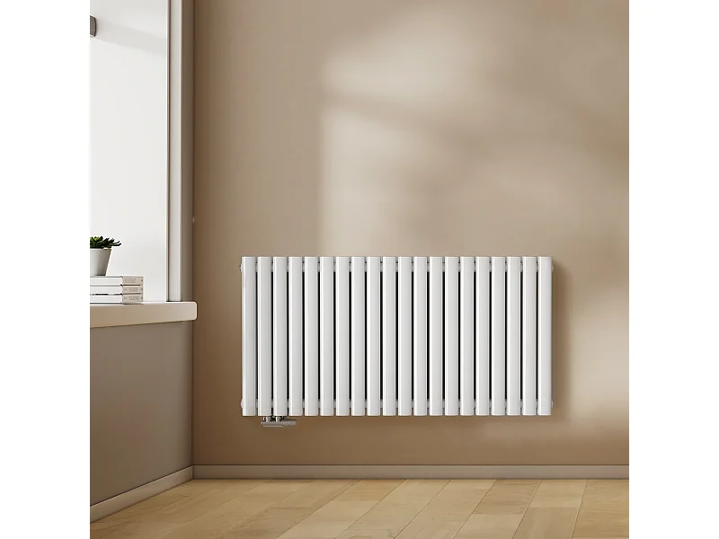 EMKE Design Radiator - Ovale Buizen - 60x118 cm - Dubbel - Glanzend Wit - 1828 W - Verwarming Alle Ruimtes