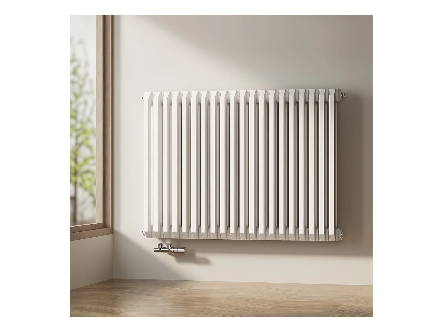 EMKE Radiateur eau chaude horizontal en acier H.60 × L.84 cm 1383 W Le design Chauffage central blanc