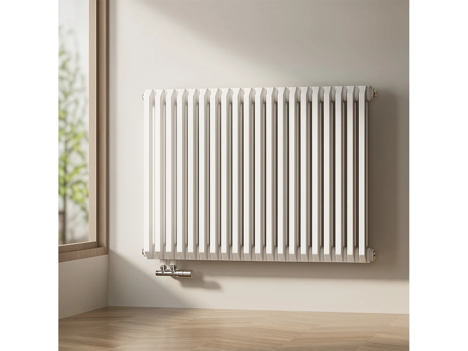 EMKE Radiateur eau chaude horizontal en acier H.60 × L.84 cm 1383 W Le design Chauffage central blanc