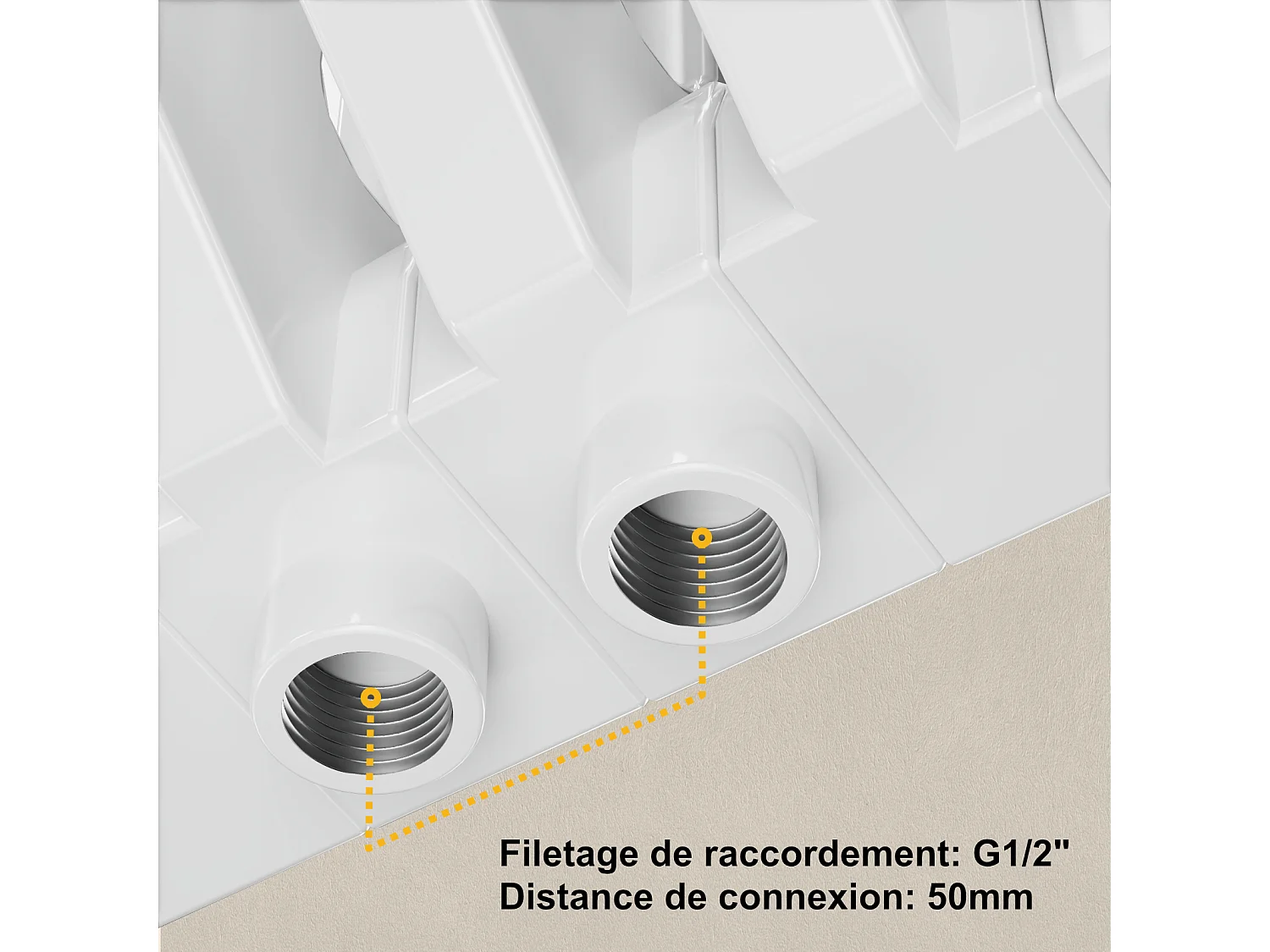EMKE Radiateur eau chaude horizontal en acier H.60 × L.84 cm 1383 W Le design Chauffage central blanc