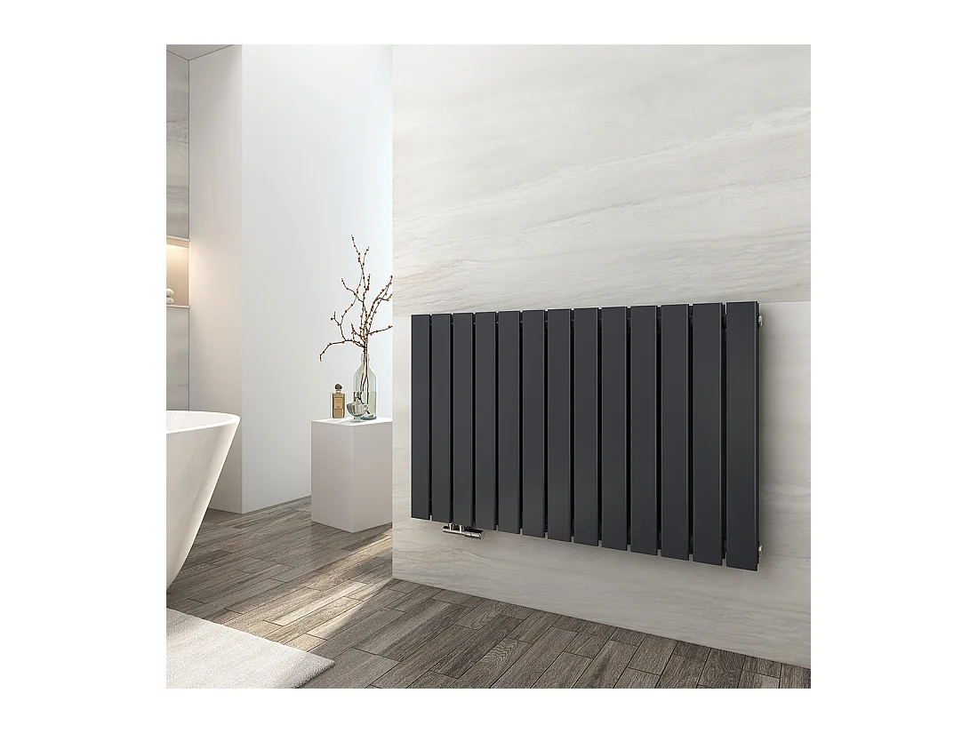 EMKE Radiateur eau chaude en acier Tube Plat Radiateur Mural Anthracite 63x100cm 1343W Double Couche