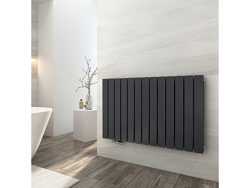 EMKE Radiator - Dubbel-Laags Plat - Mat Antraciet - 68x100 cm - 1343 W - Kolomradiator Vertical - Verwarming voor Alle Ruimtes