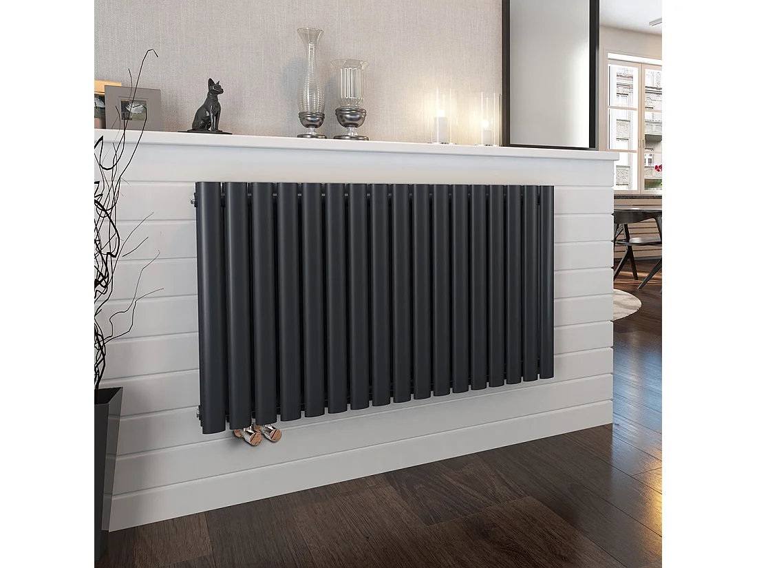 EMKE Design Radiator - Ovale Buizen - 60x118 cm - Dubbel - Mat Antraciet - 1828 W - Verwarming Alle Ruimtes