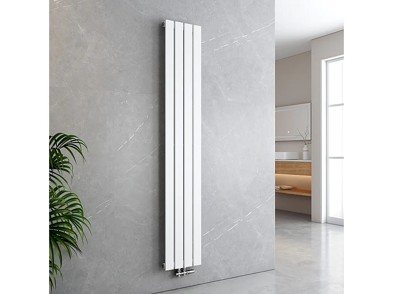 EMKE Radiator - Dubbel-Laags Plat - Glanzend Wit - 180x30 cm - 911 W - Kolomradiator Vertical - Verwarming voor Alle Ruimtes