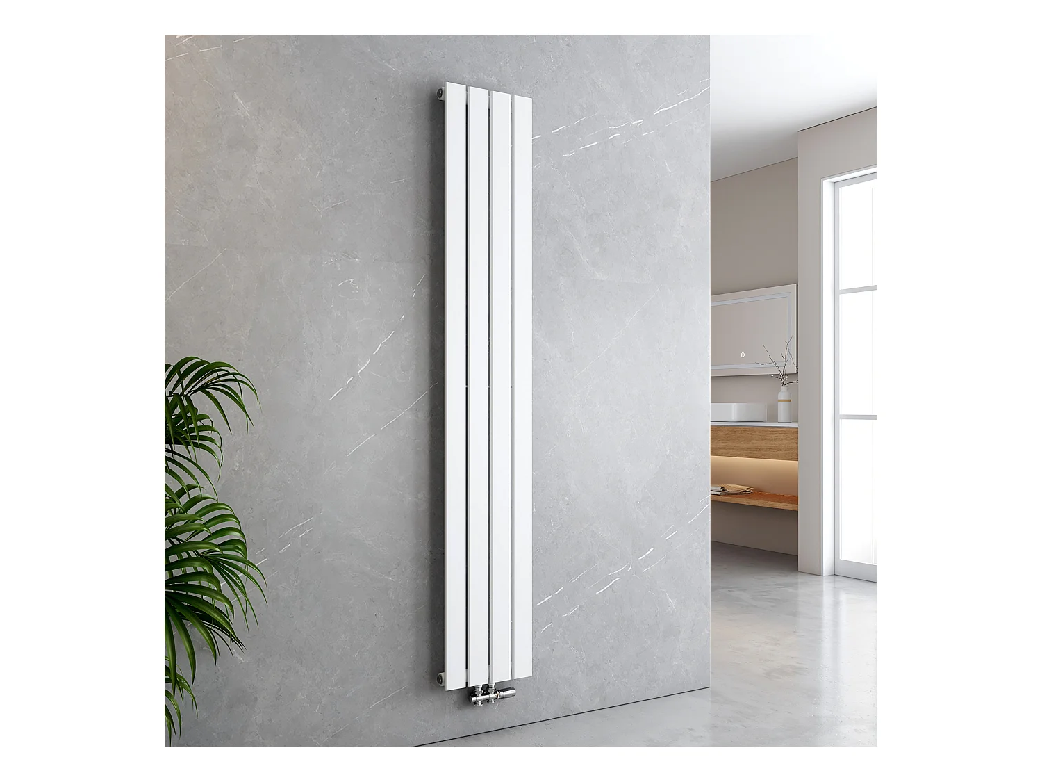 EMKE Radiateur à Eau Chaude, Radiateur plat Double couche connexion centrale, Blanc 180x30cm