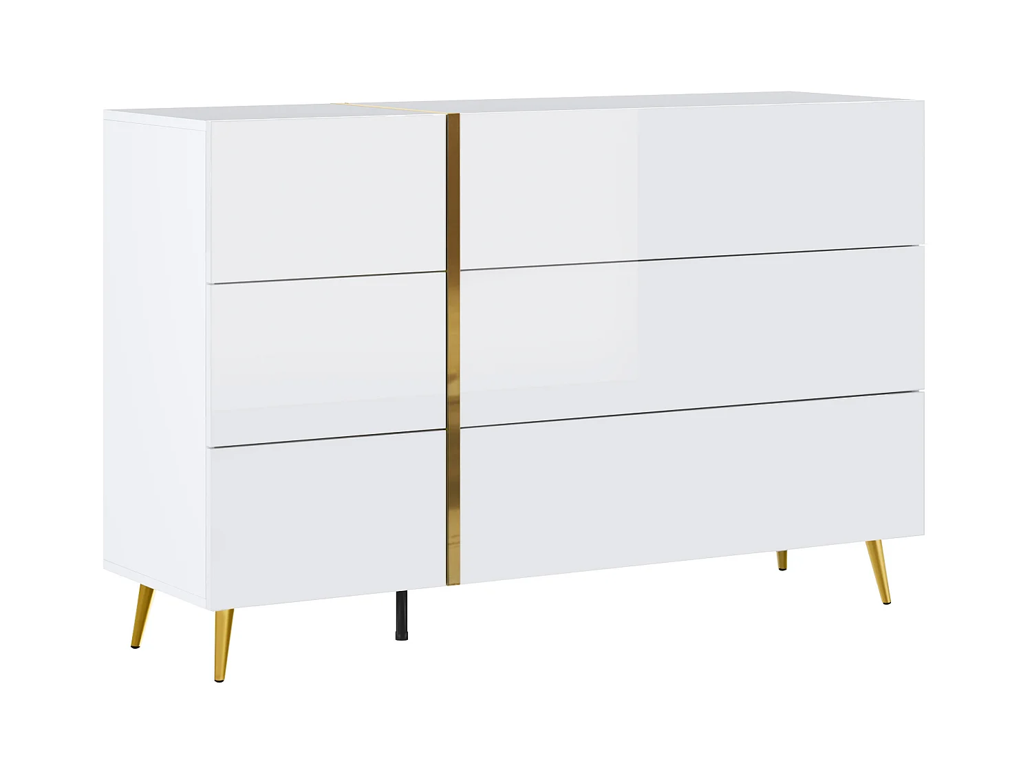 Cómoda 6 cajones - Blanco brillante y dorado - MARZIALO