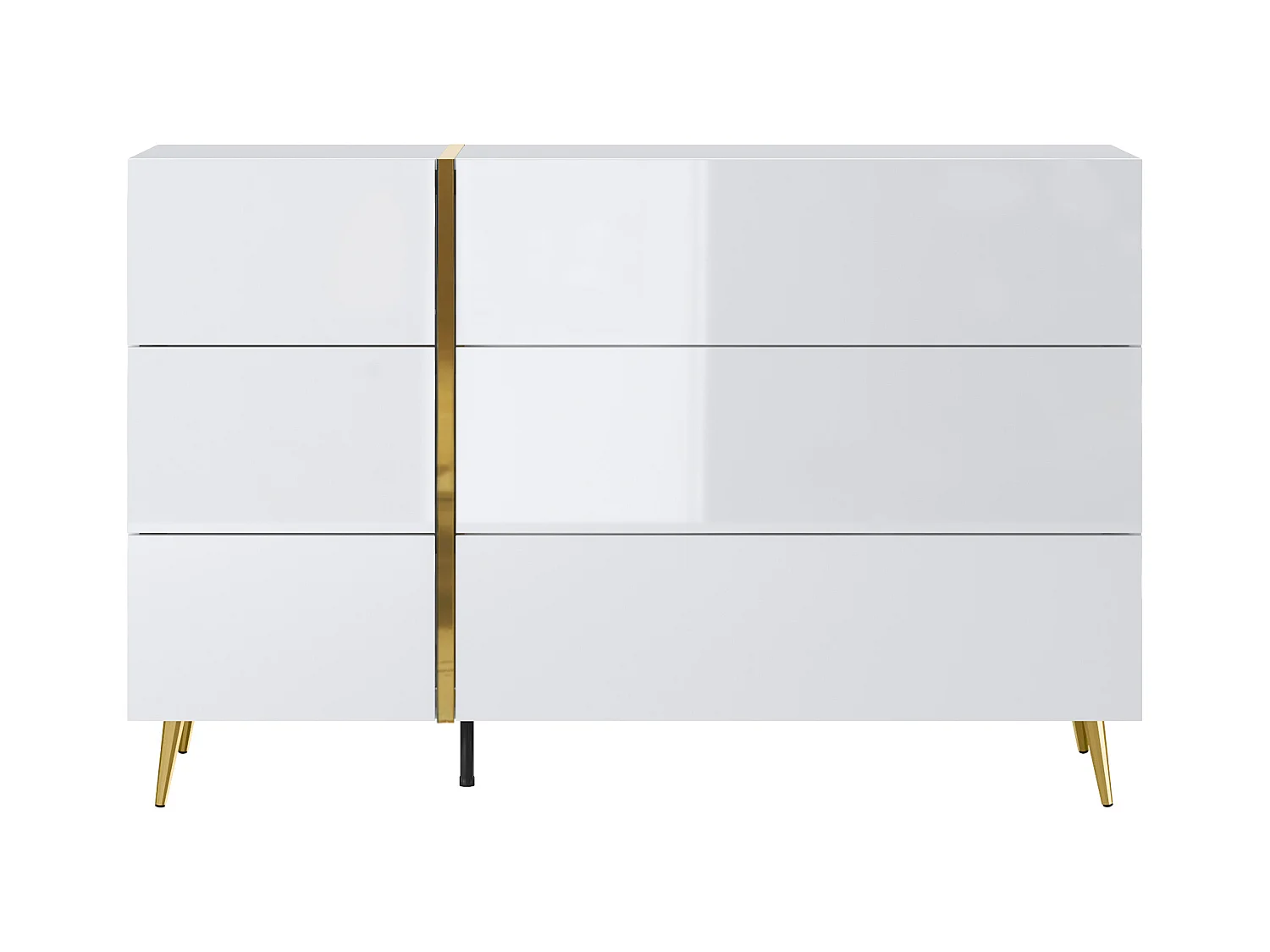 Cómoda 6 cajones - Blanco brillante y dorado - MARZIALO